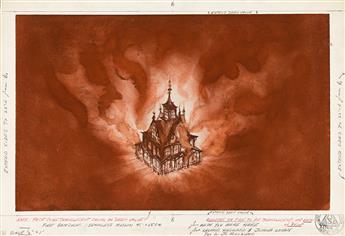 (BROADWAY) JO MIELZINER (1901-1976) Fire backdrop.